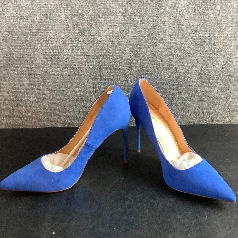 Women's Electric Blue Suede Pointed-Toe Stiletto Pumps